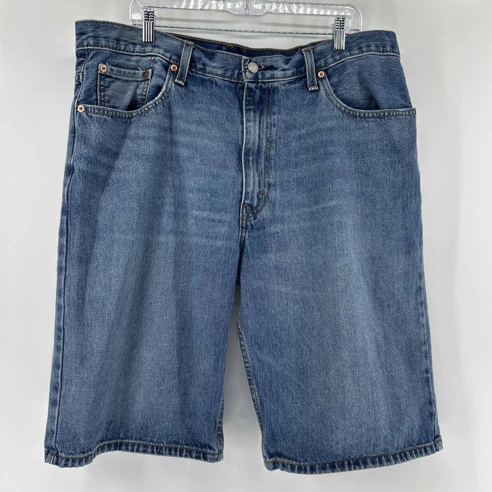 Levi's 569 Denim Shorts Men's 38 Blue Flat Front Loose Relaxed Fit Casual Cotton